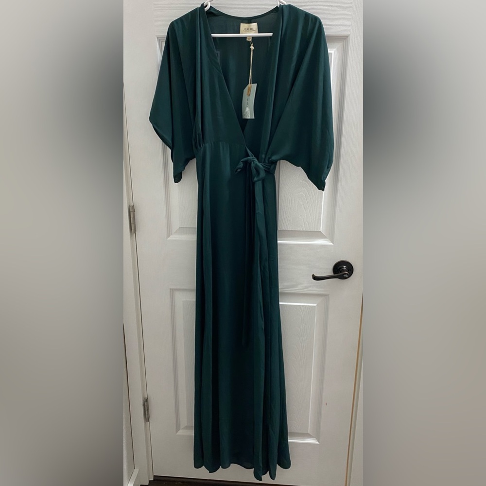 NWT If By the Sea wrap dress, hunter green, Size Large